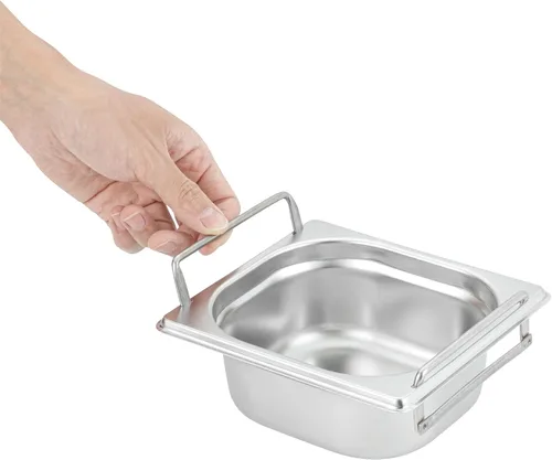 Vista 10 de Restaurantware Met Lux - Bandeja de mesa de vapor de 7 x 6.4 x 2.5 pulgadas, 1 sexto sartén de hotel, bandeja de acero inoxidable plateado profundo