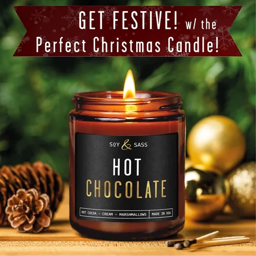 Vista 6 de Vela de chocolate caliente – con vela de cacao caliente y crema con infusión de aceites esenciales perfumados, tarro reutilizable de 9 onzas, larga