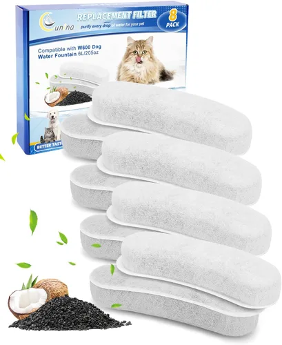 Vista 9 de Paquete de 6 filtros de fuente de agua para mascotas de carbón para dispensador de tazón de agua W600, compatible con el modelo W600, elimina