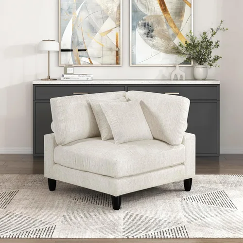 Vista 33 de Lexicon Sofá modular de 120 pulgadas, sofá modular de microfibra de gran tamaño de 4 plazas en forma de L, 6 almohadas decorativas y arreglo Beige