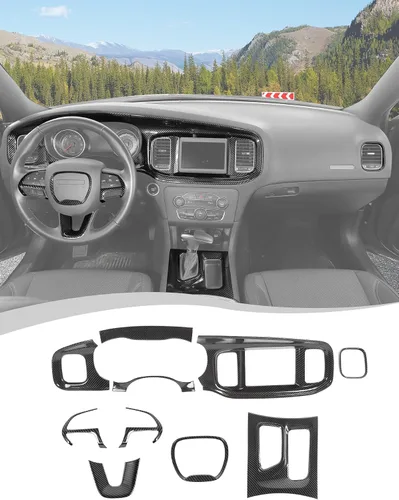 Vista 8 de Hoolcar para Dodge Charger 2015+ Kit de Embellecedores de Decoración Interior, Panel Central de Control del Tablero, Embellecedor del Panel