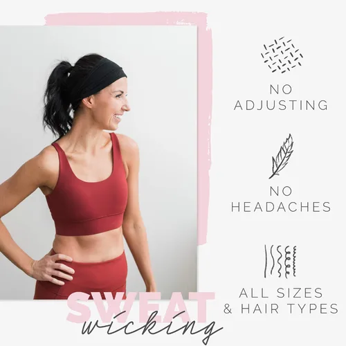 Vista 6 de Maven Thread Women's No-Slip Sweat-Wicking Headband for Exercise and Yoga, 4-Pack