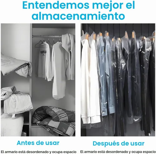 Vista 4 de Paquete de 30 bolsas transparentes para ropa, fundas de ropa de 35.4 pulgadas, bolsas de plástico para ropa, bolsas de limpieza en seco