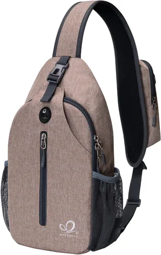 Vista 103 de Waterfly - Mochila cruzada tipo bandolera para viajes y caminatas, bolsa de pecho, Gris, talla única