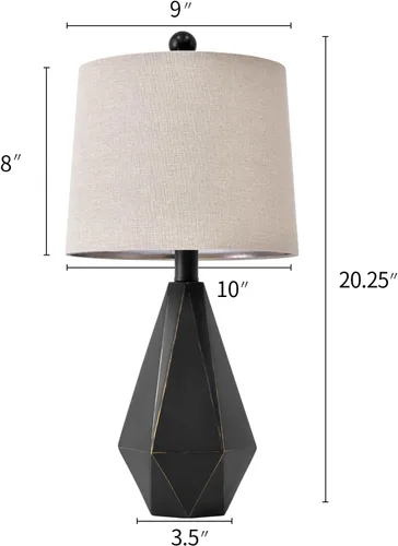 Vista 9 de PoKat Juego de 2 lámparas de mesa de 20.25 pulgadas, lámpara de noche para mesita de noche, lámparas pequeñas de granja para dormitorio, lámparas
