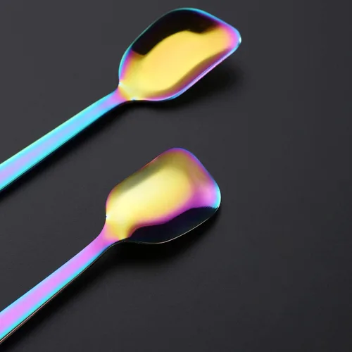 Vista 7 de GoGeiLi Juego de cucharas de helado/postre de arco iris de acero inoxidable