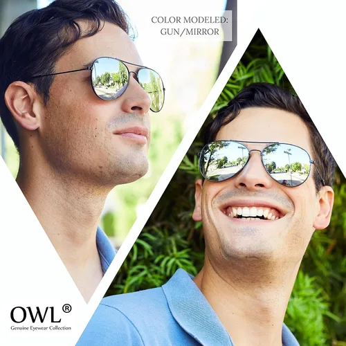Vista 4 de OWL Paquete de 12 lentes de sol de aviador a granel de metal dorado, plateado, marco negro para hombres y mujeres, gafas de fiesta