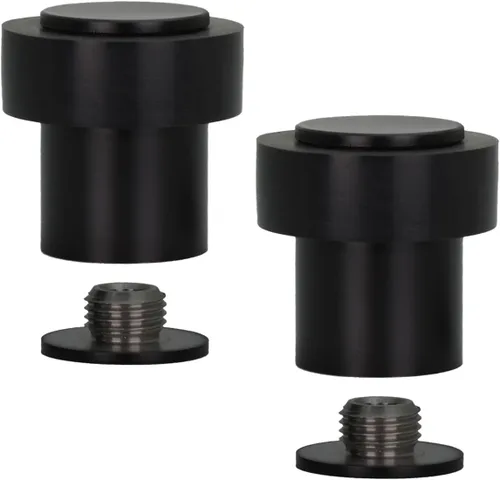Vista 18 de Paquete de 2 topes de puerta EVI Tope de puerta de acero inoxidable negro – Cierre de tornillo – Protector de goma negro – Tope de puerta de 0.79