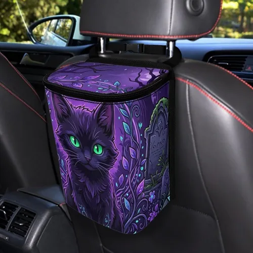 Vista 36 de Talayituse Cubo de basura portátil con estampado de camuflaje de bandera estadounidense, accesorios interiores de vehículos multifuncionales