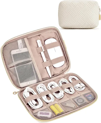 Vista 8 de BAGSMART Estuche organizador de electrónica grande de viaje, artículos esenciales de viaje, organizador de cables, bolsa organizadora de cables