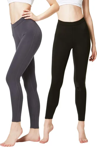 Vista 11 de DEVOPS - Juego de 2 pantalones térmicos interiores para mujer, calzoncillos largos, leggings 1#(línea_2pack) negro/negro