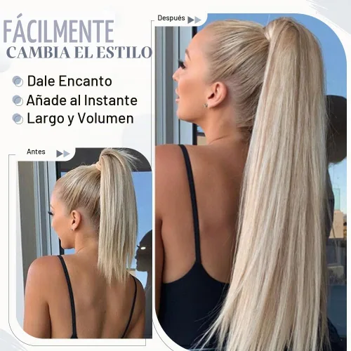 Vista 7 de Rich Choices Extensión de cola de caballo con clip de garra, cabello humano real, una pieza, extensiones de cabello largo Remy para mujer, #18P613