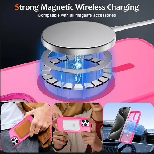 Vista 546 de Anuck - Funda magnética para iPhone 11 compatible con MagSafe, carcasa trasera mate translúcida dura, borde de TPU, delgada, resistente a impactos