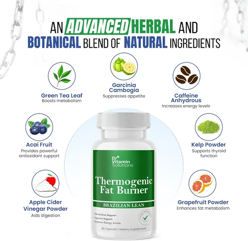 Vista 3 de Quemador de grasa termogénico para mujeres y hombres, píldoras de dieta magra brasileña Supresor del apetito y potenciador del metabolismo con té