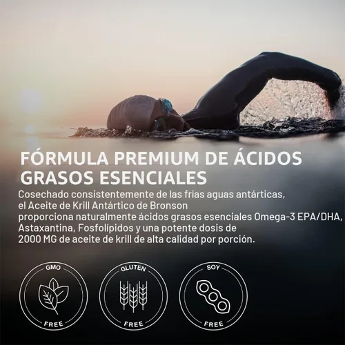 Vista 4 de Bronson Antarctic Krill Oil 2000mg with Omega-3s EPA, DHA, Astaxanthin and Phospholipids 60 Softgels