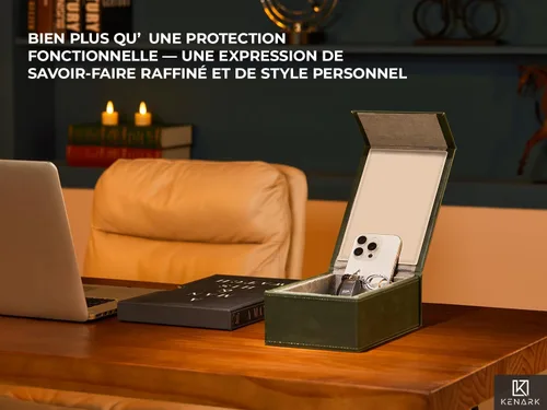 Vista 2 de KK7-DG Faraday - Caja protectora, blindaje de señal, llave antirrobo de coche y bloqueador RFID para vehículos, diseño compacto (verde aguamarina)