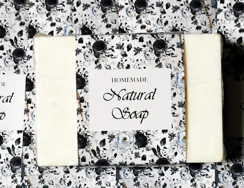 Vista 10 de Cinta de papel de envoltura para barra de jabón casera Productos hechos a mano V3 20pcs (mármol negro)