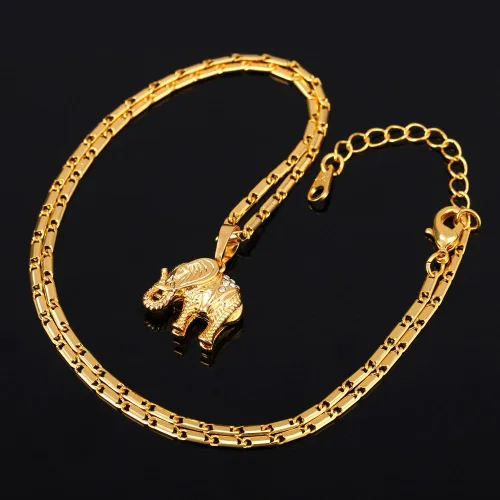 Vista 3 de U7 Women Girls Lucky Necklace Stainless Steel 18K Gold Plated Cute DachshundElephantPig Animal Pendant