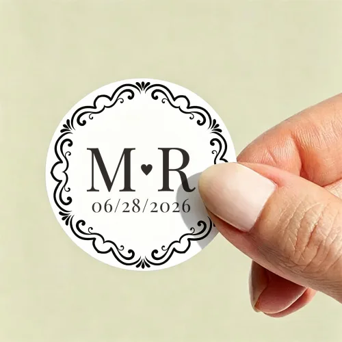 Vista 5 de Pegatinas de boda personalizadas Pegatinas de sobres personalizadas
