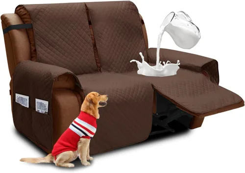 Vista 10 de XINEAGE Funda para Sillón Reclinable Resistente al Agua, Fundas Antideslizantes para Silla Reclinable con Bolsillos, Fundas Acolchadas Gruesas