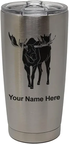 Vista 31 de LaserGram Vaso aislado al vacío de 20 onzas, alce, grabado personalizado incluido (negro)