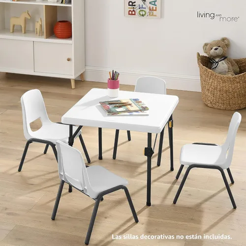 Vista 2 de Living & More - Mesa plegable cuadrada de 24 pulgadas para niños, peso ligero, sin montaje, para niños pequeños
