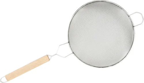 Vista 4 de Winco Colador, 10.25 pulgadas de diámetro, malla doble fina, mediano, estaño, marrón
