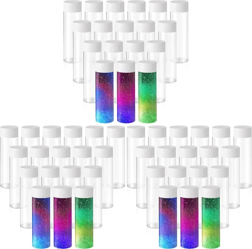 Vista 9 de Tanlade - 24 piezas de botellas de plástico transparentes vacías, botellas sensoriales con tapas, de plástico PET, reutilizables, a prueba de fugas