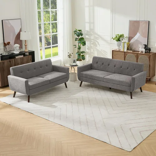 Vista 33 de Tbfit Sofá en Forma de L, Sofás Seccionales Modernos de Mediados de Siglo de 80" de Ancho, Sofás de 3 Plazas con Chaise Lounge Amplio, Sofá Beige