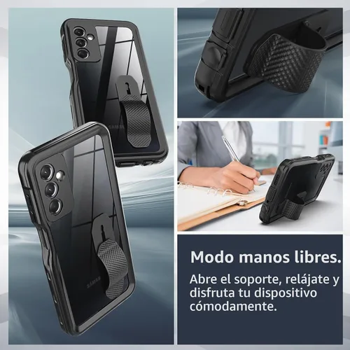 Vista 4 de Funda impermeable para Samsung Galaxy A24 4G, con protector de pantalla integrado, a prueba de polvo, a prueba de golpes, resistente, con soporte