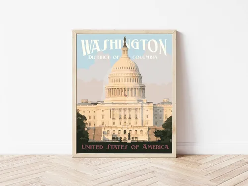 Vista 2 de Washington DC Poster, Washington DC Capitol Building Print, Washington DC Art (Poster, Canvas) (Canvas, 8x10 Inches)
