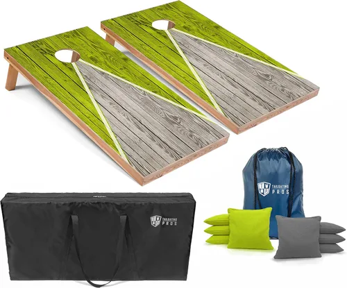 Vista 52 de Tailgating Pros Juego de tablero de Cornhole ligero con diseño piramidal con bolsas de frijoles y estuche de transporte, juego de cornhole
