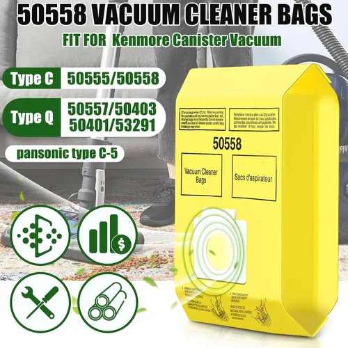 Vista 3 de Paquete de 30 bolsas para aspiradora Kenmore tipo C/Q 5055 50555 50557 50558 y Pana·sonic tipo C-5 C-18, serie 200, serie 400, serie 600, serie 700