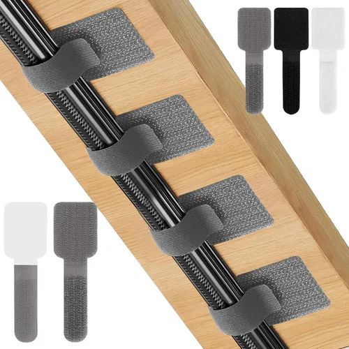 Vista 10 de Paquete de 50 bridas reutilizables autoadhesivas para organizar cables, correas ajustables de gancho y bucle para organizar cables de datos, cables
