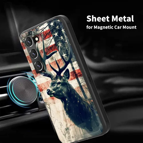 Vista 3 de Funda para Galaxy S23 5G, híbrida de doble capa (tapa a prueba de polvo integrada) (soporte magnético para automóvil) a prueba de golpes, protección