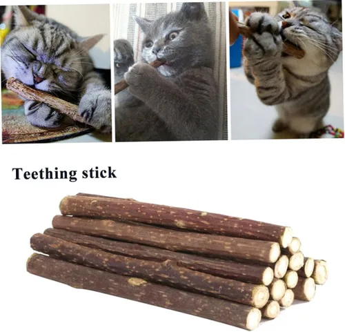 Vista 4 de Palitos masticables de hierba gatera Silvervine, 15 piezas de juguete molar natural de Matatabi para gatos, limpieza de dientes y cuidado dental