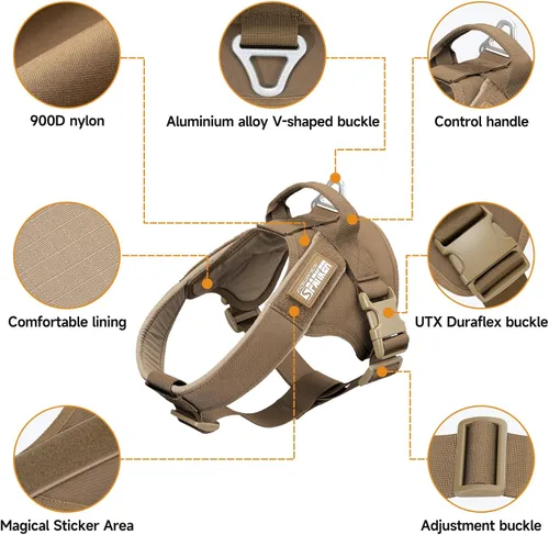 Vista 2 de EXCELLENT ELITE SPANKER Arnés táctico para perro, arnés de patrulla militar, chaleco de servicio para perro, chaleco militar para perro, chaleco