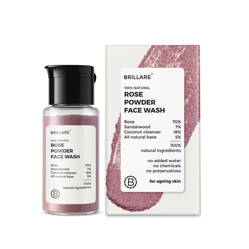 Vista 9 de BRILLARE Limpiador facial en polvo de rosa real, exfoliante facial suave con pétalos de rosa en polvo y sándalo, sin parabenos ni sulfatos, cuidado
