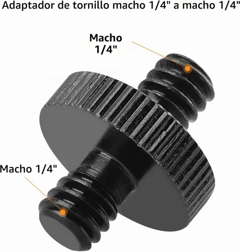 Vista 3 de Adaptador de tornillo de trípode roscado macho de 1/4 pulgadas a macho de 1/4 pulgadas, convertidor de rosca de montaje estándar para montaje
