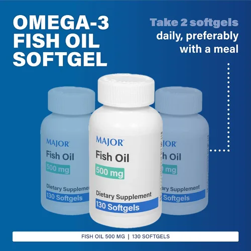 Vista 2 de MAJOR Aceite de pescado 500 mg cápsulas blandas - Suplemento de aceite de pescado omega-3 - Suplemento dietético - 130