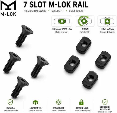 Vista 6 de 360 Tactical 7 Slots M-LOK Sección de riel para M Lok Handguard Siete ranuras Rail Set de 2 piezas