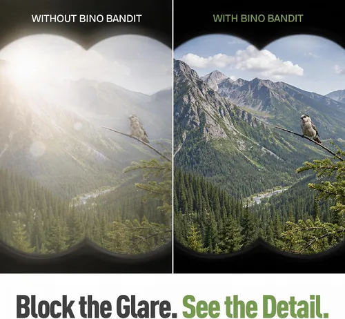 Vista 6 de Bino Bandit - Protector ocular binocular resistente al agua para bloquear el deslumbramiento y reducir la fatiga ocular, camuflaje alpino de montaña