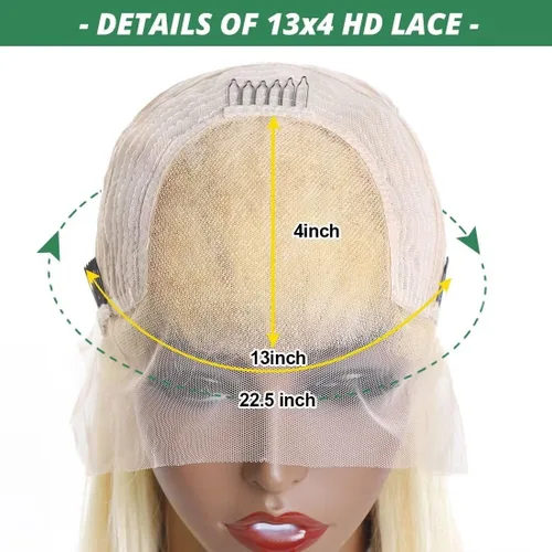 Vista 4 de YUTU Peluca de cabello humano con encaje frontal 613 de 13 x 4, 12A, pelucas de cabello humano ondulado con encaje frontal para mujer, peluca rubia