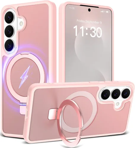Vista 47 de Funda con soporte ultra magnético para iPhone 15 Pro [protección militar contra caídas] [compatible con MagSafe] a prueba de golpes, translúcida