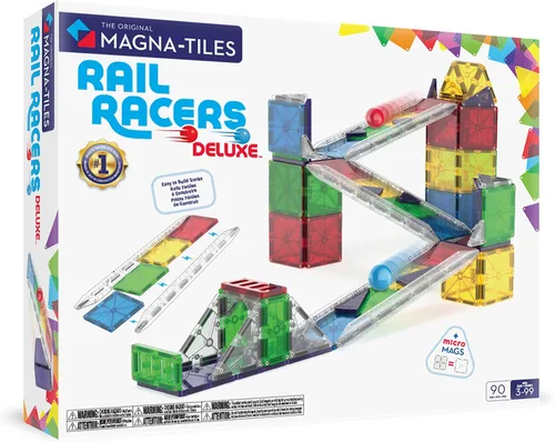 Vista 9 de MAGNA-TILES Rail Racers - Juego de construcción magnética de 33 piezas, la marca original de construcción magnética