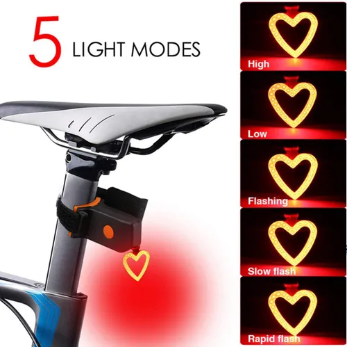 Vista 4 de Maso Luces traseras para bicicleta, recargable por USB, luz de advertencia de cola de bicicleta, seguridad trasera, 5 modos, impermeable
