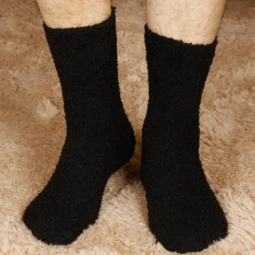 Vista 6 de YSense 5-6 Pairs Mens Fuzzy Socks Winter Slipper Fleece Socks Men