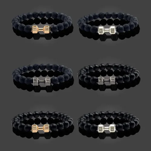 Vista 5 de choice of all 6 pulseras de gimnasio para gimnasio, regalos de gimnasio para mujeres, pulseras de mancuernas negras para hombres, regalos