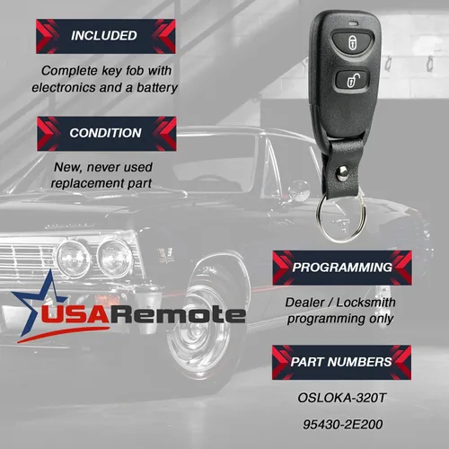 Vista 3 de Compatible con control remoto de entrada sin llave para Hyundai Tucson (OSLOKA-320T) 2005 2006 2007 2008 2009