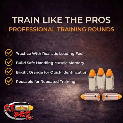 Vista 6 de S.T. Action Pro .380 Cal Dummy Rounds – Rondas simuladas de entrenamiento de seguridad naranja, munición reutilizable para entrenamiento de fuego